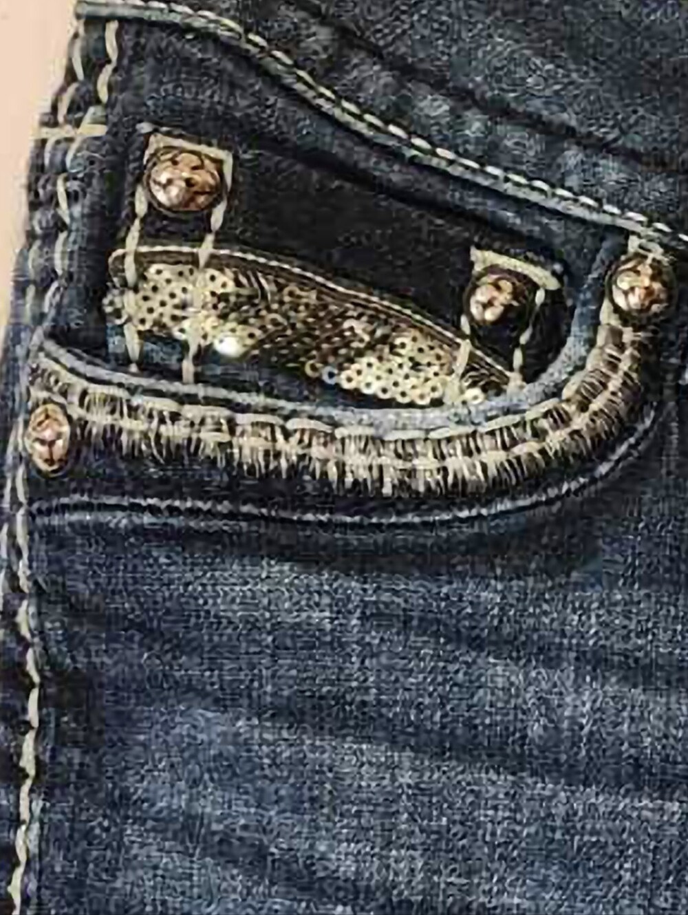 Rock Revival Roux B400 Bootcut Jeans Y2K McBling Sequin Fleur-De-Lis Sz 27 - Picture 6 of 15